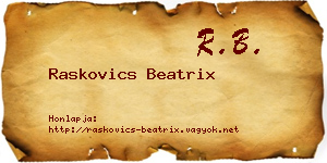 Raskovics Beatrix névjegykártya